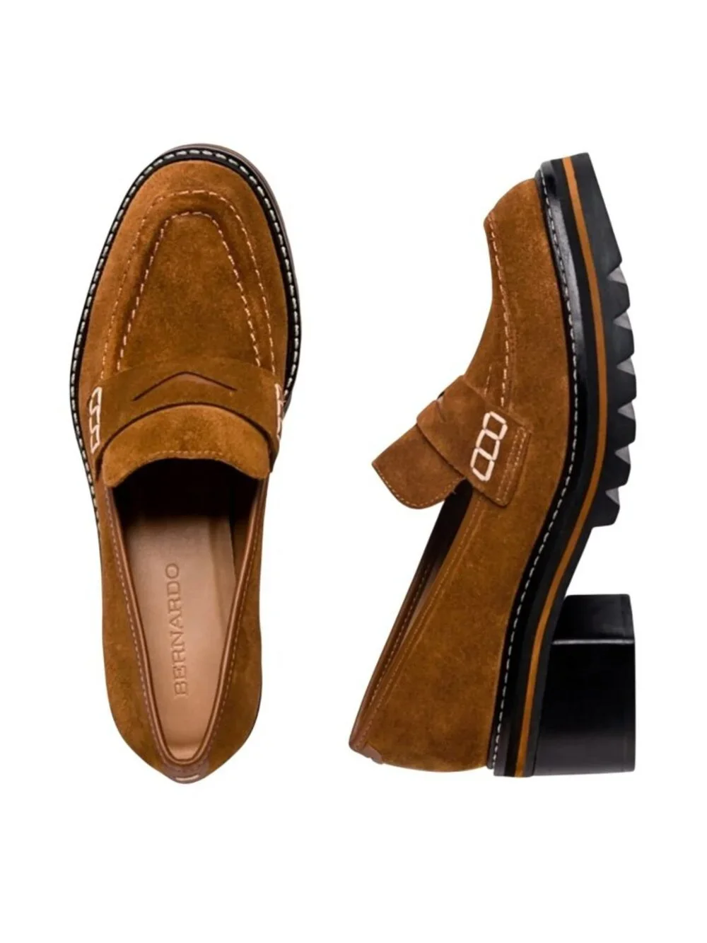 Bernardo Selma Suede Slip On Penny Loafers Womens 10M Cognac Brown - Picture 3 of 16